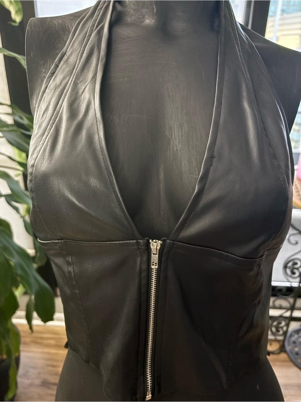 Forever 21 Black Faux Leather Halter Top